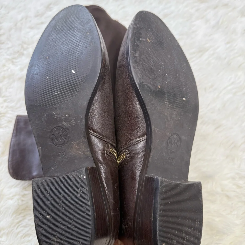 Michael Kors Over The Knee Boots Leather Riding Chocolate Brown Size 7 Capsule